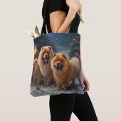 Chow Chow Snowy Sleigh Kerst Decor Tote Bag (Dichtbij)