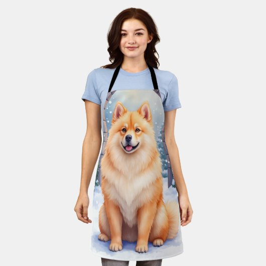 Chow Chow Snowy Stone Courtyard Christmas Art Schort (Gedragen)