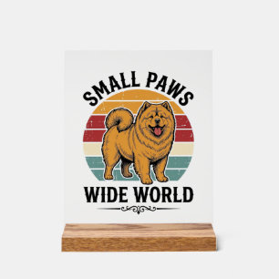 Chow Chow T-shirt Kleine poten brede wereld Vintag Acryl Bord