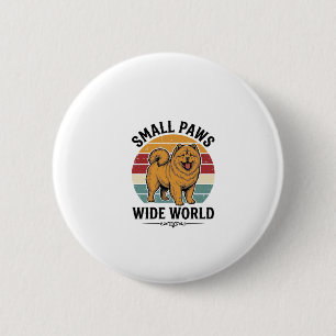 Chow Chow T-shirt Kleine poten brede wereld Vintag Ronde Button 5,7 Cm