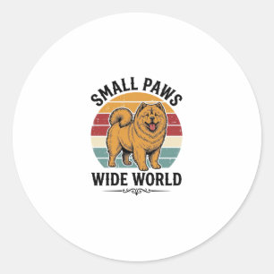 Chow Chow T-shirt Kleine poten brede wereld Vintag Ronde Sticker