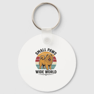 Chow Chow T-shirt Kleine poten brede wereld Vintag Sleutelhanger