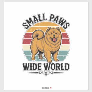 Chow Chow T-shirt Kleine poten brede wereld Vintag Sticker