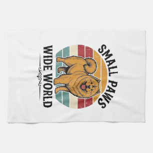 Chow Chow T-shirt Kleine poten brede wereld Vintag Theedoek