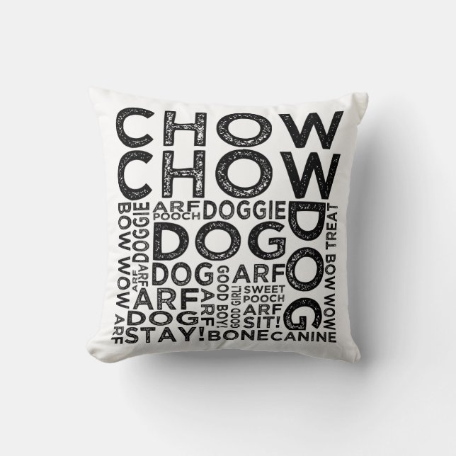 Chow Chow Typografie Kussen (Voorkant)