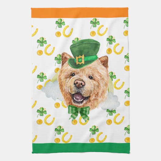 Chow Chow Vakantiehuis Decoratie St. Patrick's Dag Theedoek (Verticaal)