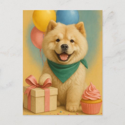 Chow Chow Verjaardag Briefkaart (Voorkant)
