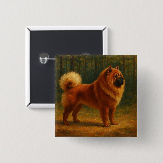 Chow Chow Vierkante Button 5,1 Cm (Voorkant /achterkant)
