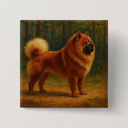 Chow Chow Vierkante Button 5,1 Cm (Voorkant)