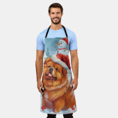 Chow Chow Winter Wonderland Kerstvreugde Schort (Gedragen)