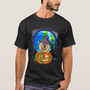 Chow Chow Witch Maan Pompoen Scary Halloween Hond  T-shirt