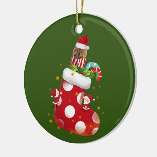 Chow Chow With Socking Keramisch Ornament (Links)