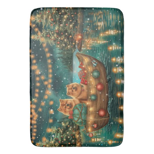 Chow Christmas Feestelijke reis Badmat (Voorkant Verticaal)