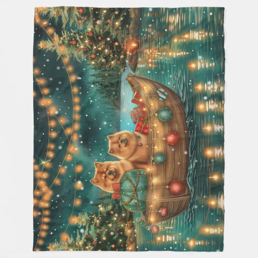 Chow Christmas Feestelijke reis Fleece Deken (Voorkant)
