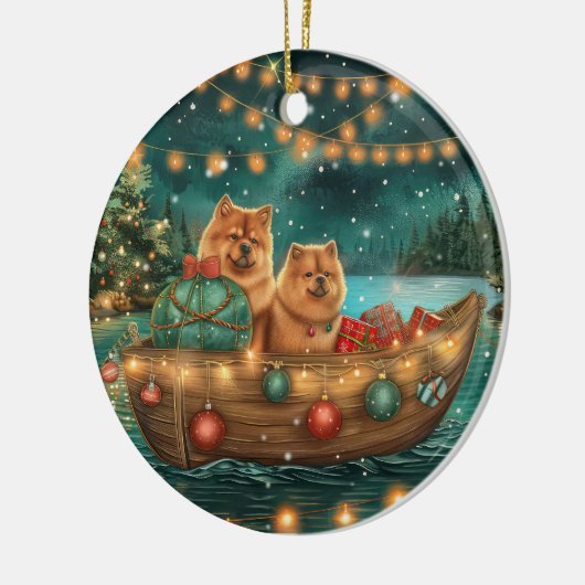 Chow Christmas Feestelijke reis Keramisch Ornament (Links)