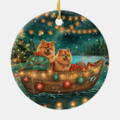Chow Christmas Feestelijke reis Keramisch Ornament (Achterkant)