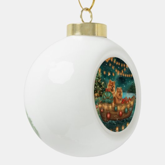 Chow Christmas Feestelijke reis Keramische Bal Ornament (Links)