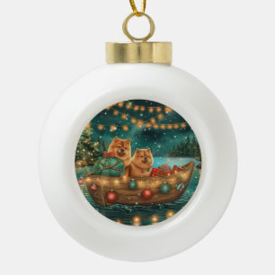 Chow Christmas Feestelijke reis Keramische Bal Ornament