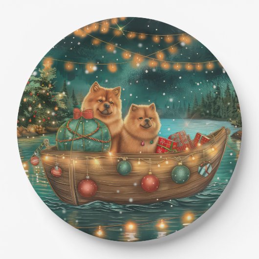 Chow Christmas Feestelijke reis Papieren Bordje (Voorkant)