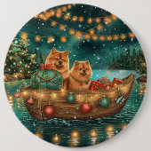Chow Christmas Feestelijke reis Ronde Button 6,0 Cm (Voorkant)