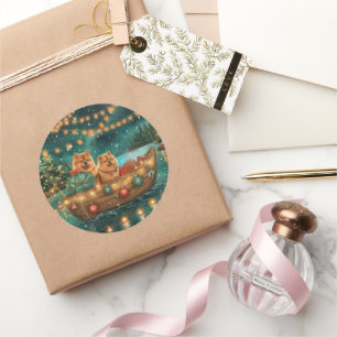 Chow Christmas Feestelijke reis Ronde Sticker