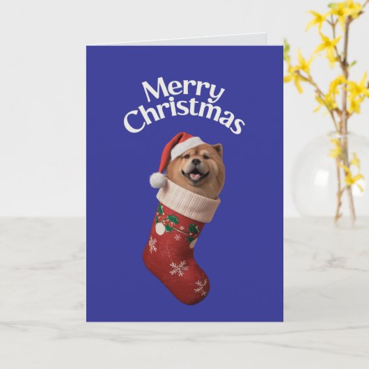 Chow Christmas Stocking Kaart (Gele Bloem)