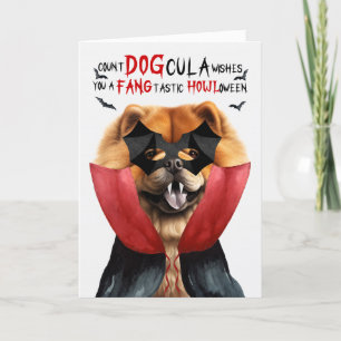 Chow Dog Funny Count DOGcula Halloween Feestdagen Kaart