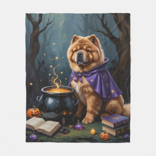 Chow Dog grillige Halloween schilderij Fleece Deken (Voorkant)