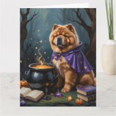 Chow Dog grillige Halloween schilderij Kaart (Voorkant)