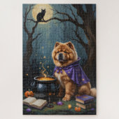 Chow Dog grillige Halloween schilderij Legpuzzel (Verticaal)