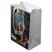 Chow Dog grillige Halloween schilderij Medium Cadeauzakje (Achterkant Gekanteld)