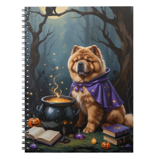 Chow Dog grillige Halloween schilderij Notitieboek (Voorkant)