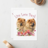 Chow Dog Mom Bloemen Notitiekaartje (Voorkant / Achterkant in situ)