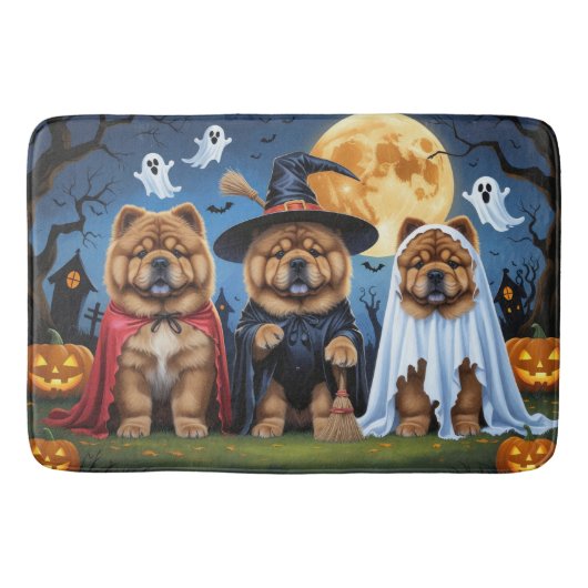 Chow Dog Pumpkin Halloween Grappig Badmat (Voorkant)