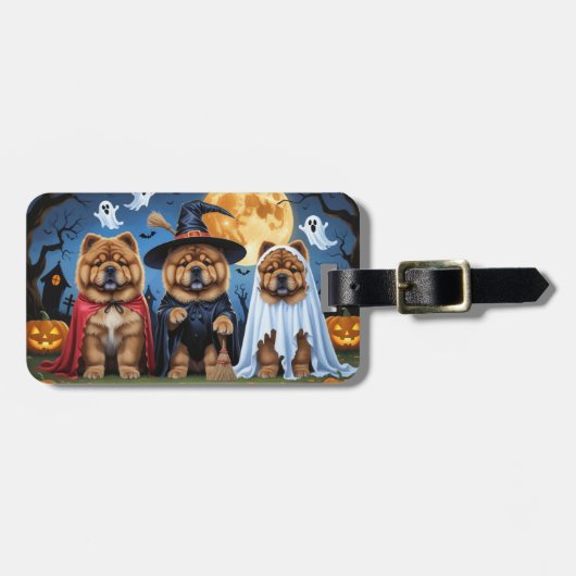Chow Dog Pumpkin Halloween Grappig Bagagelabel (Voorkant horizontaal)