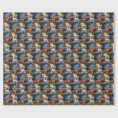 Chow Dog Pumpkin Halloween Grappig Cadeaupapier (Vlak)