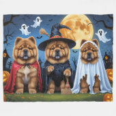 Chow Dog Pumpkin Halloween Grappig Fleece Deken (Voorkant (Horizontaal))