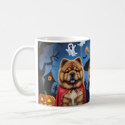 Chow Dog Pumpkin Halloween Grappig Koffiemok (Links)