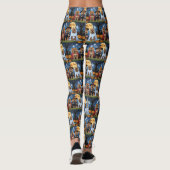 Chow Dog Pumpkin Halloween Grappig Leggings (Achterkant)
