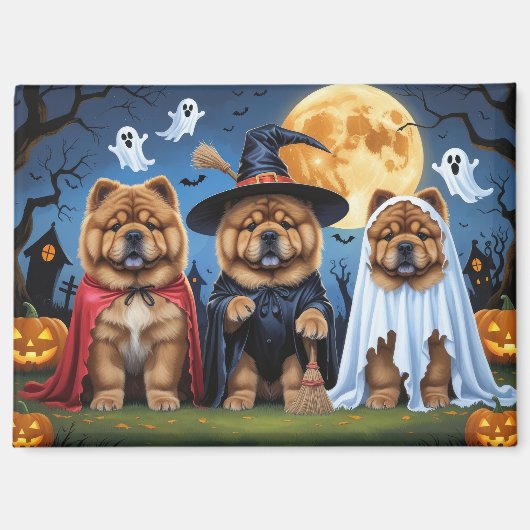 Chow Dog Pumpkin Halloween Grappig Magneet (Voorkant)