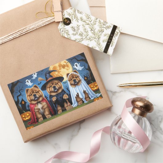 Chow Dog Pumpkin Halloween Grappig Rechthoekige Sticker (Geschenken)