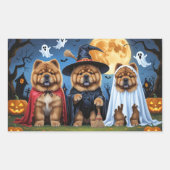 Chow Dog Pumpkin Halloween Grappig Rechthoekige Sticker (Voorkant)