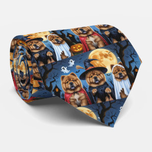 Chow Dog Pumpkin Halloween Grappig Stropdas