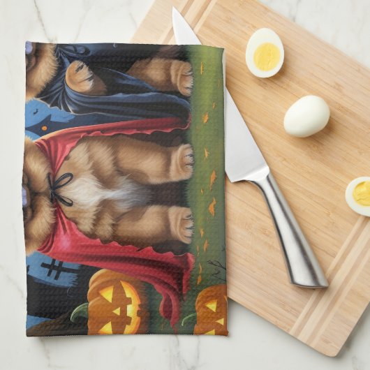 Chow Dog Pumpkin Halloween Grappig Theedoek (Quarter Fold)