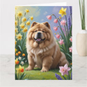 Chow Dog Spring Bloemen Schilderen Kaart (Voorkant)