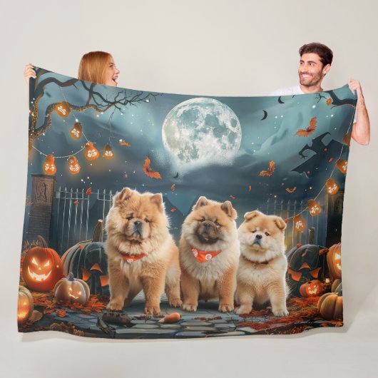 Chow Halloween Spooky Fleece Deken (In situ)