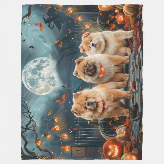 Chow Halloween Spooky Fleece Deken (Voorkant)