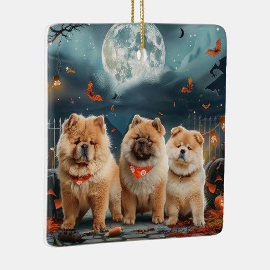 Chow Halloween Spooky Keramisch Ornament (Rechts)