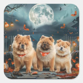 Chow Halloween Spooky Vierkante Sticker (Voorkant)