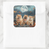 Chow Halloween Spooky Vierkante Sticker (Tas)